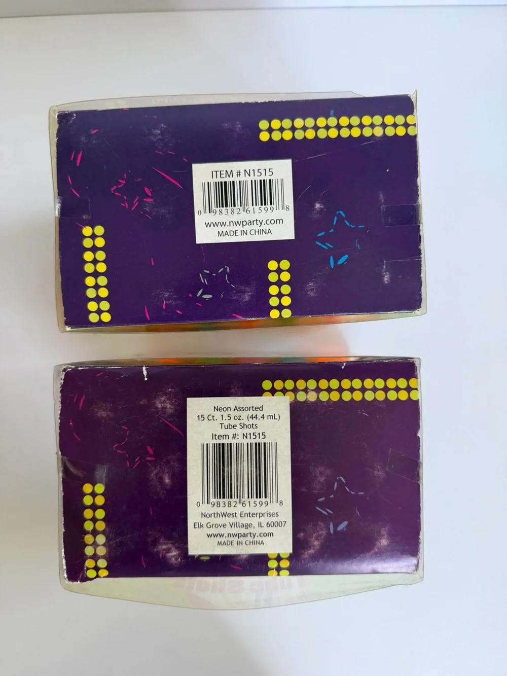 New Party Essentials Neon Tube Shots 30 Total Hard Plastic Test Tubes Lot of 2